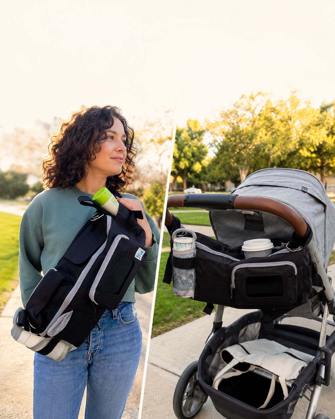 Stroller Organizer and Crossbody Diaper Bag