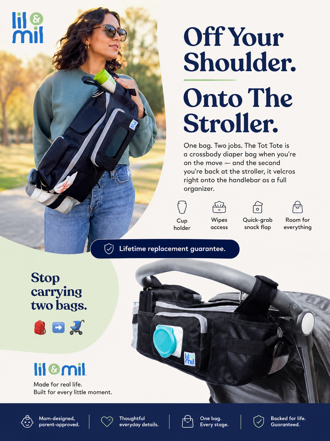 Stroller Organizer and Crossbody Diaper Bag